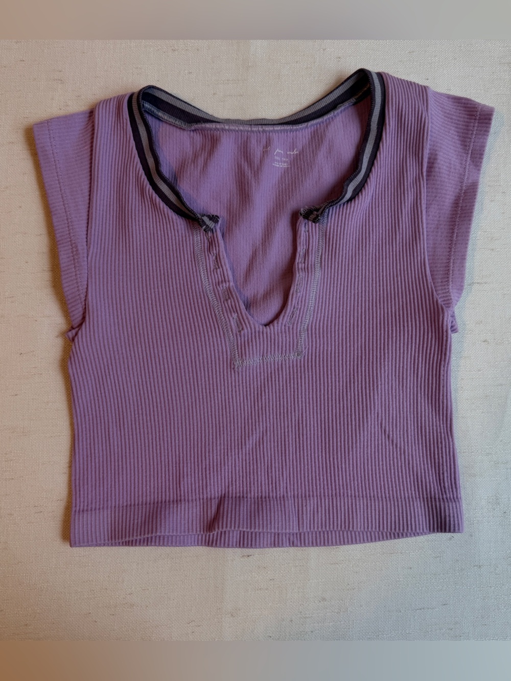 Out From Under Urban Outfitters Purple Ribbed V Neck Crop Top XS/S